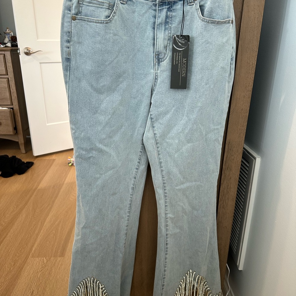 Light Blue Embellished Women Jeans